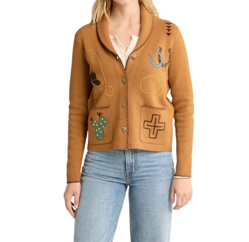 Western Cardigan In Buckskin Brown Refined Women's Classic 