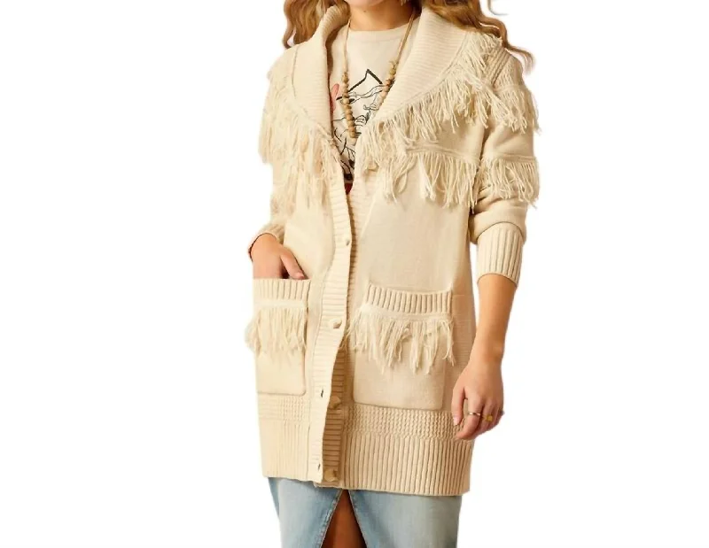 Women's Luz Fringe Sweater In Summer Sand Cool Women's Skate
