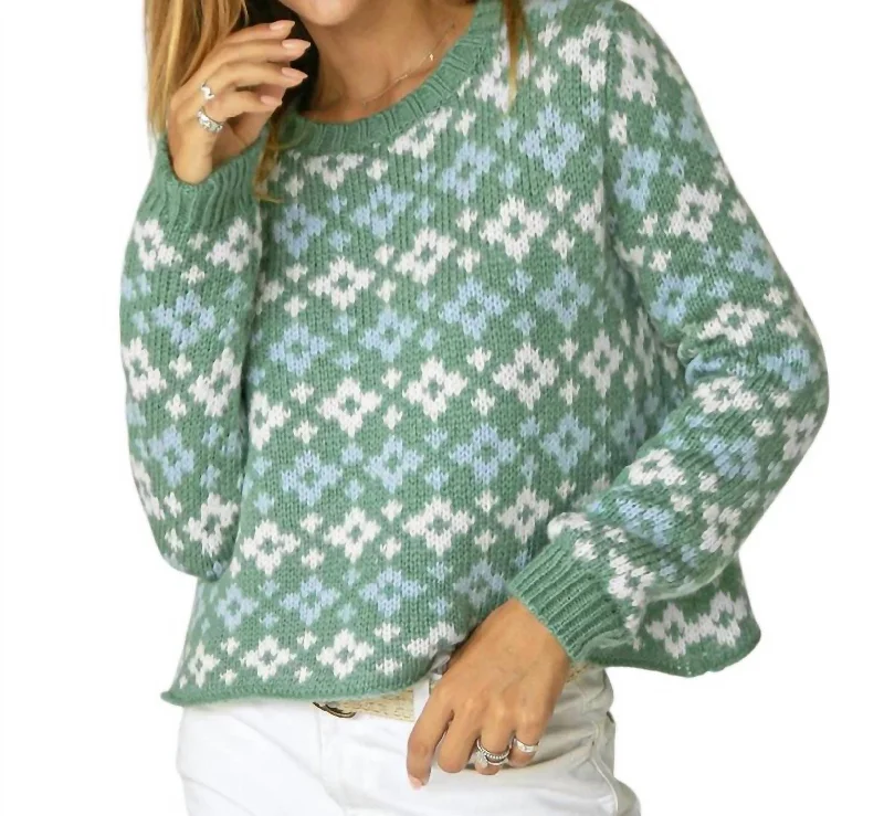 Fair Isle Sweater In Green Multi Confident Women's Power