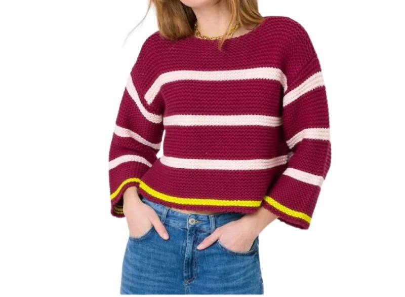 Sweater In Burgundy Artistic Women's Hand - painted