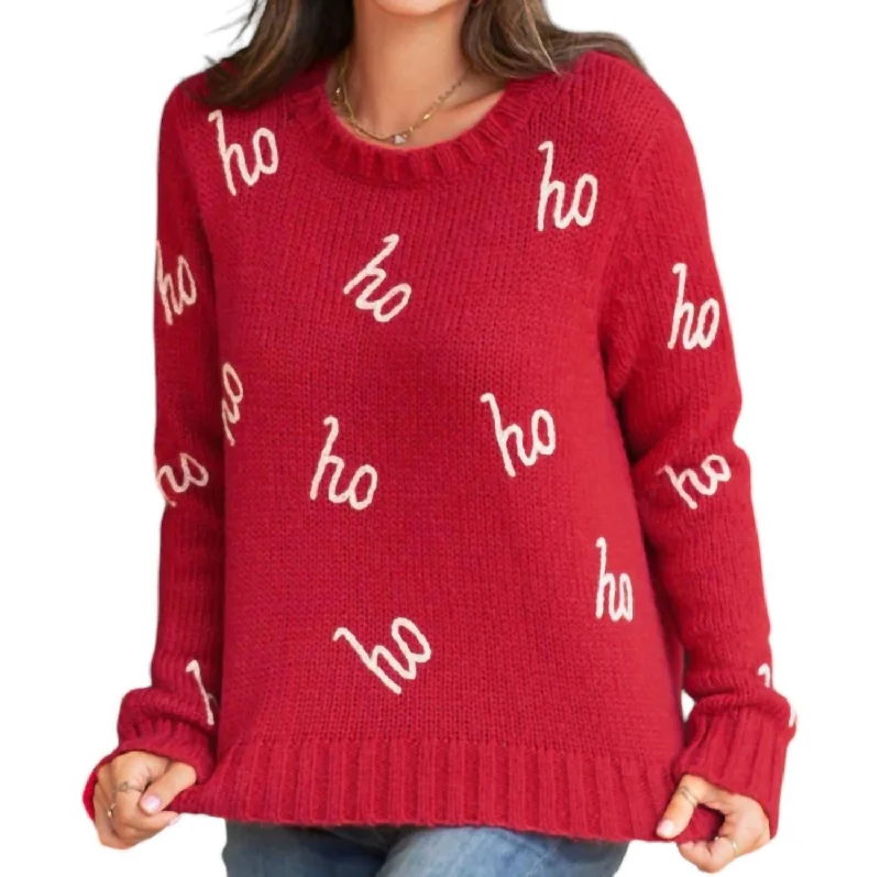 Ho Ho Ho Sweater In Red Hip Women's Urban