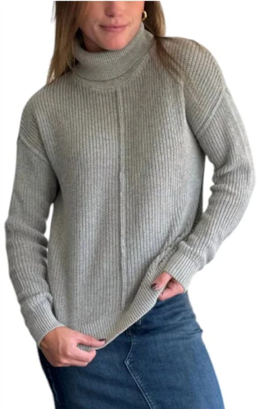 The Essential Turtleneck Sweater In Heather Grey Refined Women's Hand - crafted