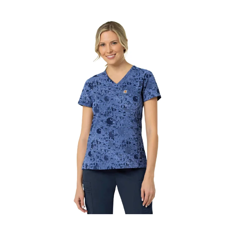 Carhartt Women's Print Tuck In Scrub Top - Geo Logo Riverside Cashmere