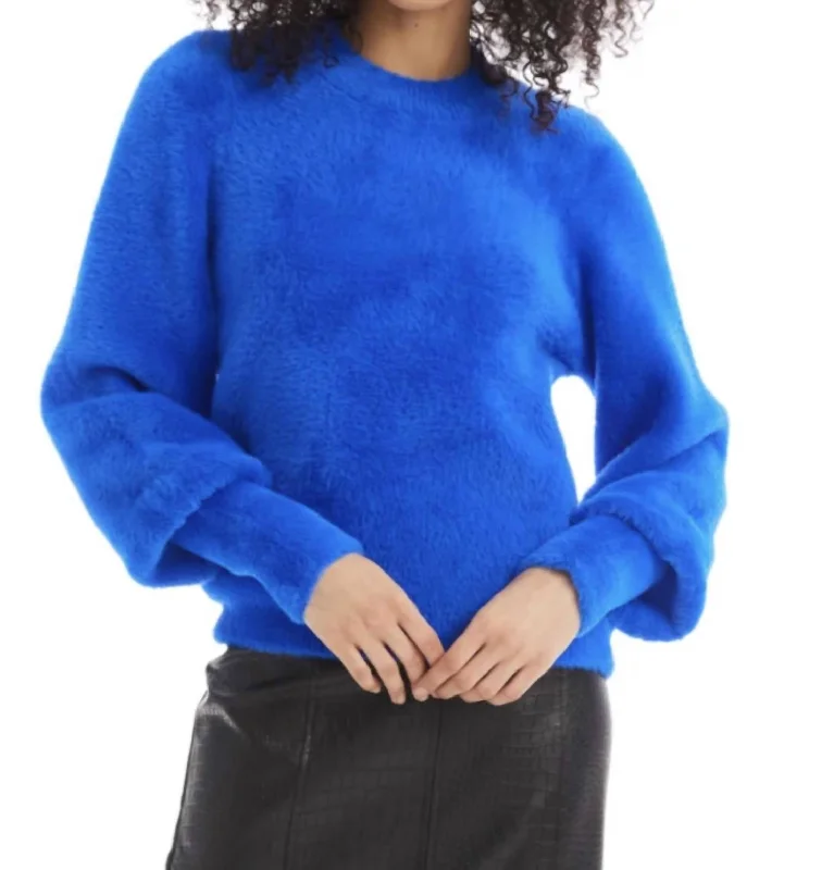 Fuzzy Kora Sweater In Cobalt Disco