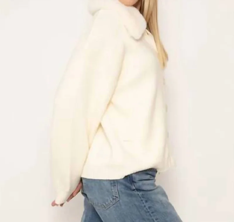 Nola Fur Oversized Cardigan In Crea Cozy Women's Sherpa - lined