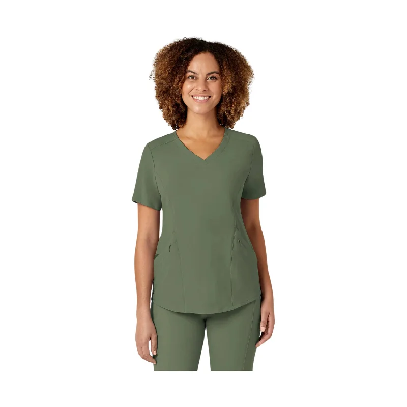 WonderWink Women's Renew V Neck Scrub Top - Olive Cool Women's Distressed