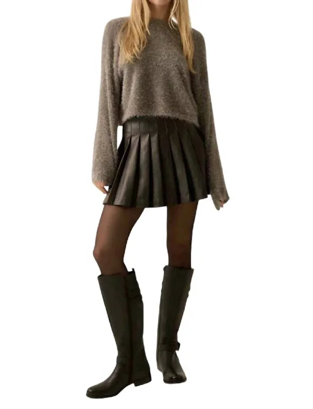 Winter Wonderland Metallic Fuzzy Knit Sweater In Charcoal Youthful Women's Anime - inspired