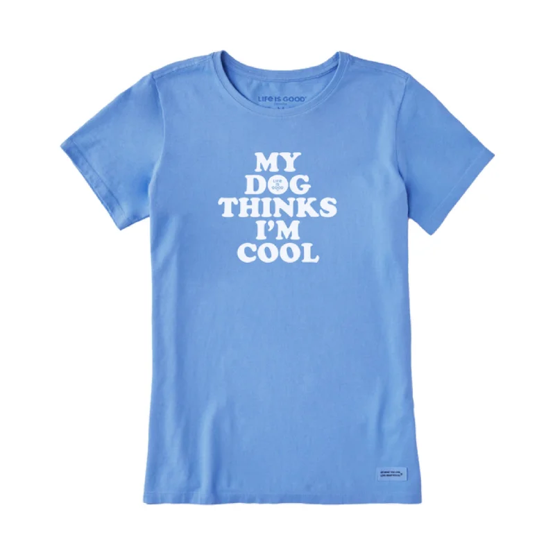Life Is Good Women's My Dog Thinks I'm Cool Short Sleeve Tee - Cornflower Blue Modern Women's 