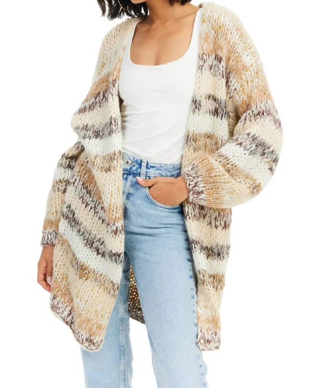 Jodie Cardigan In Multi Ivory Earthy Women's Hemp - based