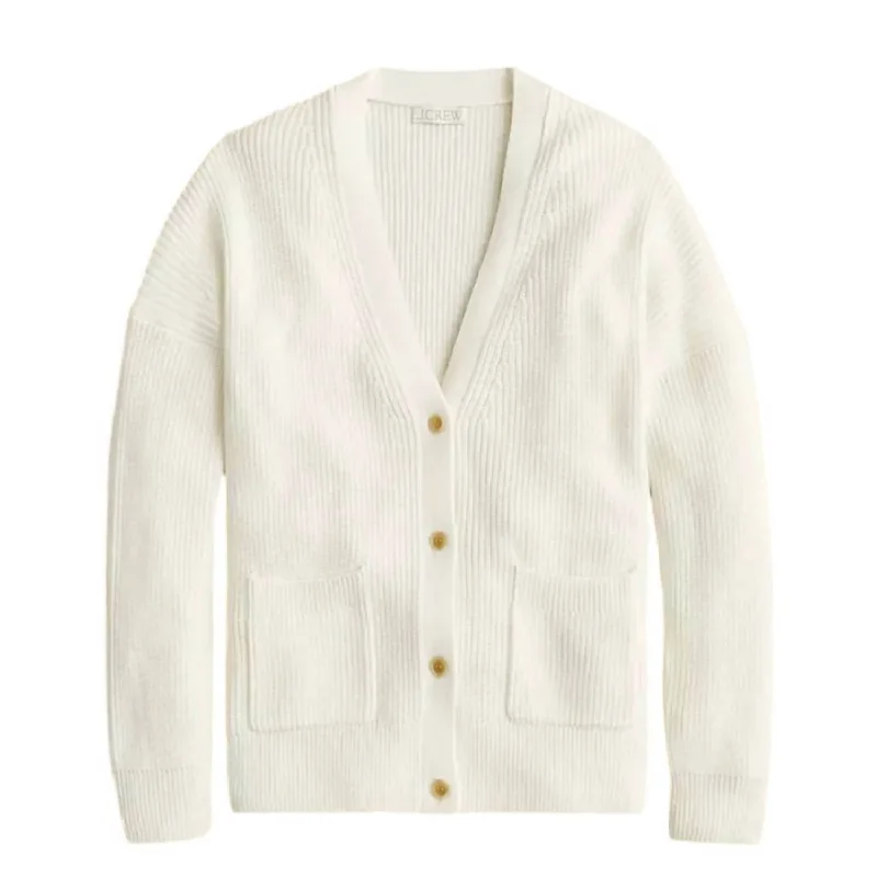 Women's V Neck Cashmere Blend Cardigan Sweater In Ivory Hip Women's Urban