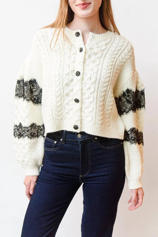 Louise Cardigan In White And Black Rugged Women's Outdoor 