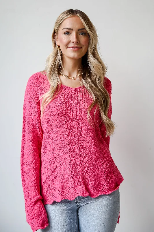 FINAL SALE - Pure Radiance Fuchsia Lightweight Knit Top Feminine Women's Soft 