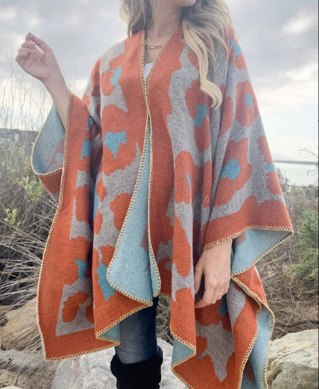 Leopard Knitted Cardigan In Rust Streetwear Style for 