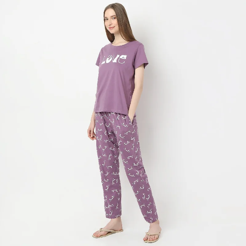 Printed Straight Selflove Short Sleeve Lounge T-Shirt Cashmere