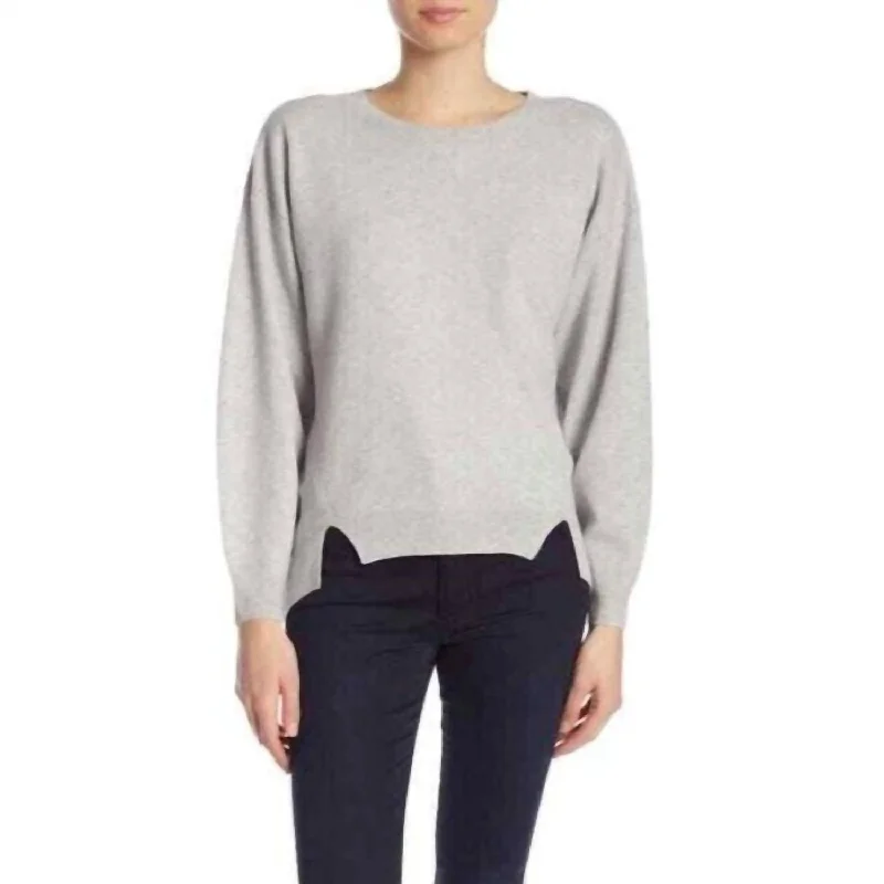 Kyren Wool Round Neck Pullover High Low Sweater In Gray Business