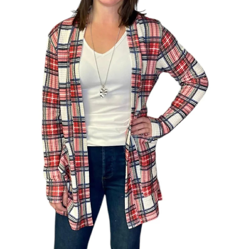Lola Plaid Print Cardigan Practical Women's Multi - 