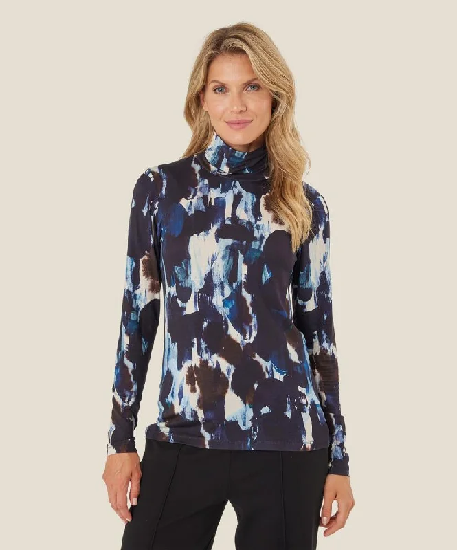 1008503 MaBrooklyn Print Top - Maritime Blue Artistic Women's Avant - 