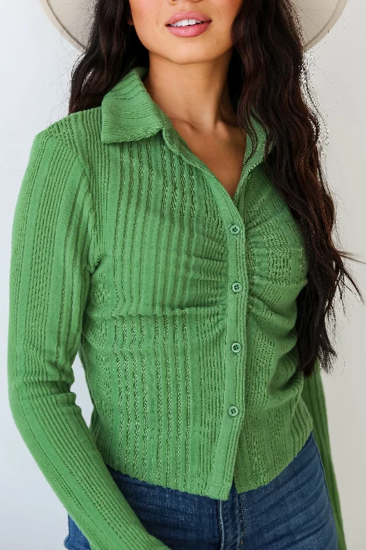 FINAL SALE - Chic Expression Brushed Ribbed Knit Collared Top Athletic Women's High - 