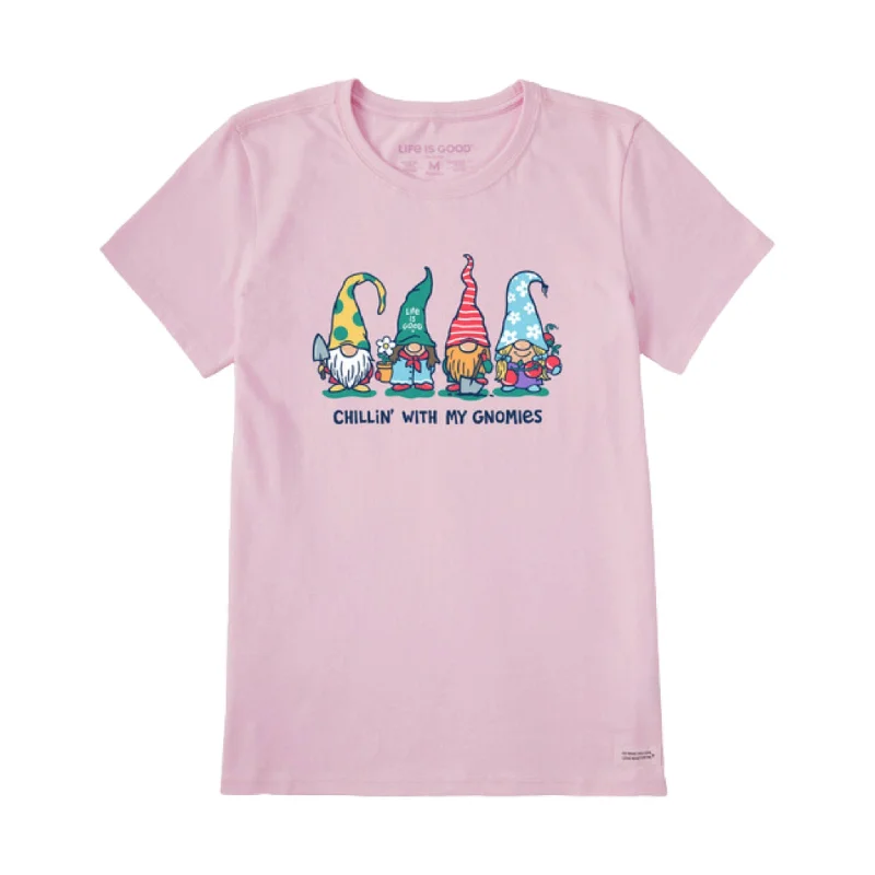 Life Is Good Women's Garden Gnomies Chillin' Short Sleeve Tee - Seashell Pink Sophisticated Women's 
