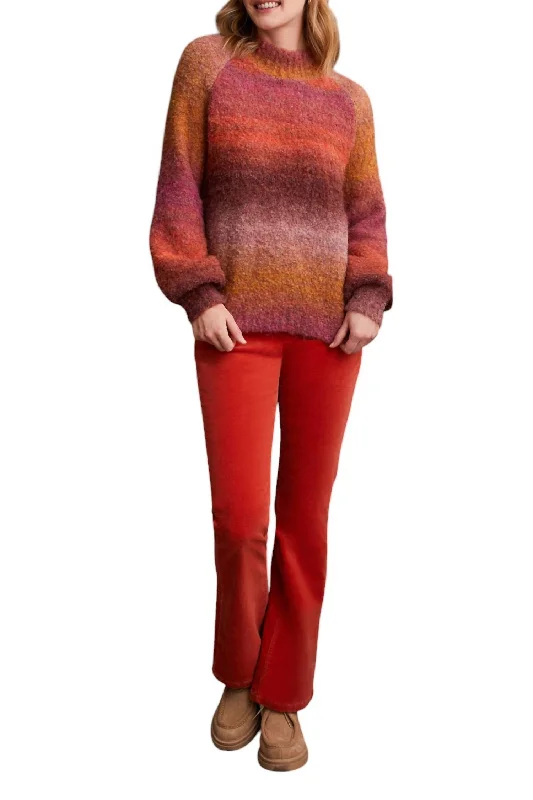 Ombre Mock Sweater In Bordeaux Traditional Women's Wool