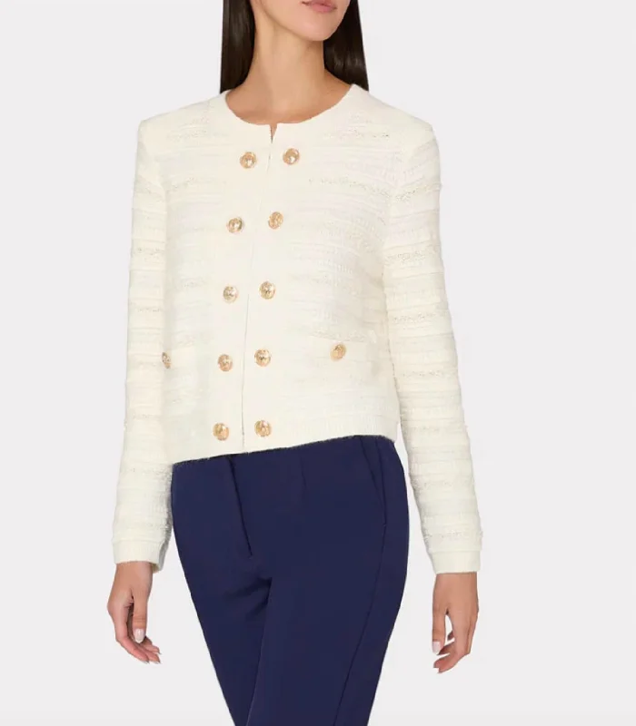 Texture Knit Cardigan In Ivory Adventure