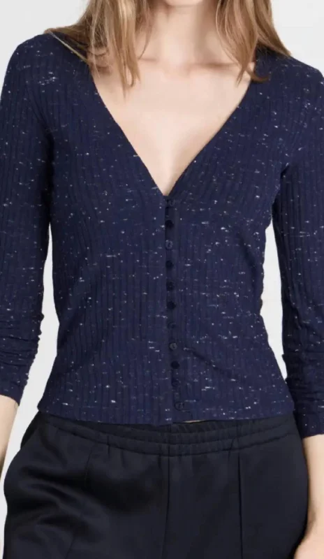 Long Sleeve V Cardigan In Navy Women