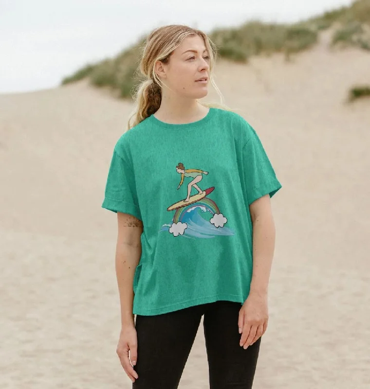 'SURF THE RAINBOW' Recycled Relaxed Fit Ladies Tee Tough Women's Military - inspired 'SURF THE RAINBOW' Recycled Relaxed Fit Ladies Tee Tough Women's Military - inspired