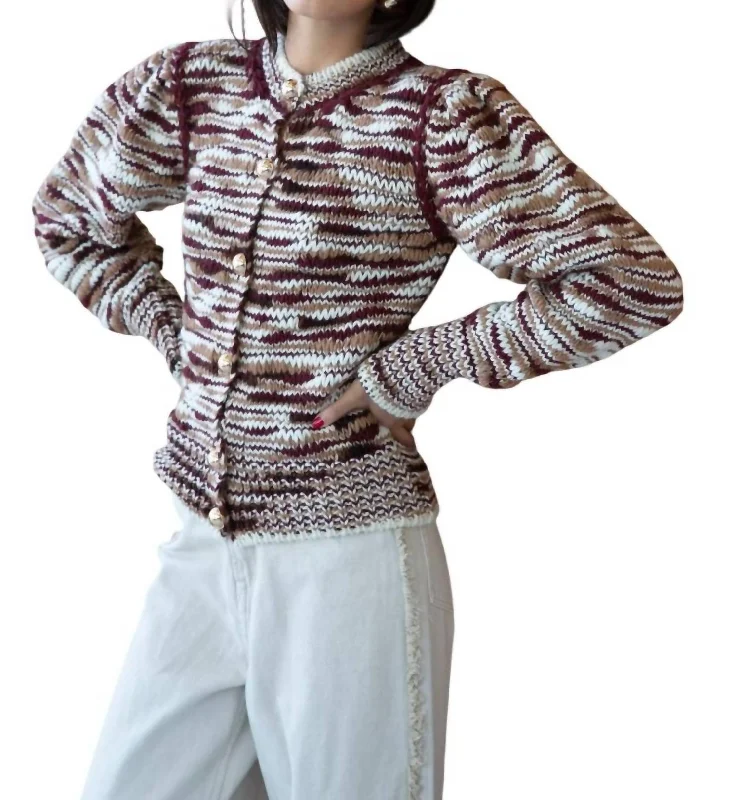 Yasmine Cardigan In Brown Multi Sleek Women's Metallic