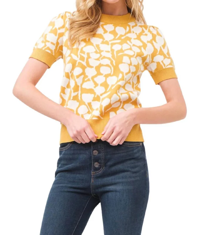 Love You So Short Sleeve Sweater In Mustard Athletic Women's High - 