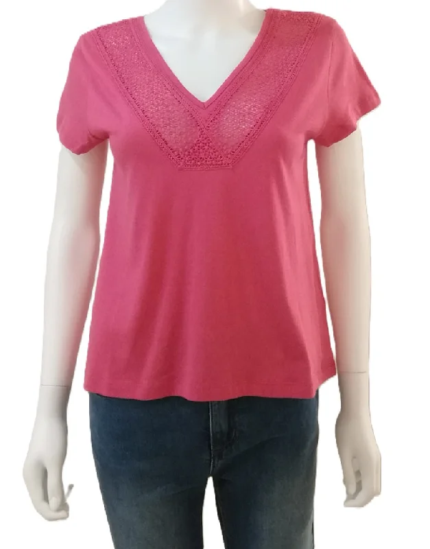 84275914 V-Neck T-Shirt - Fuchsia Sophisticated Women's 