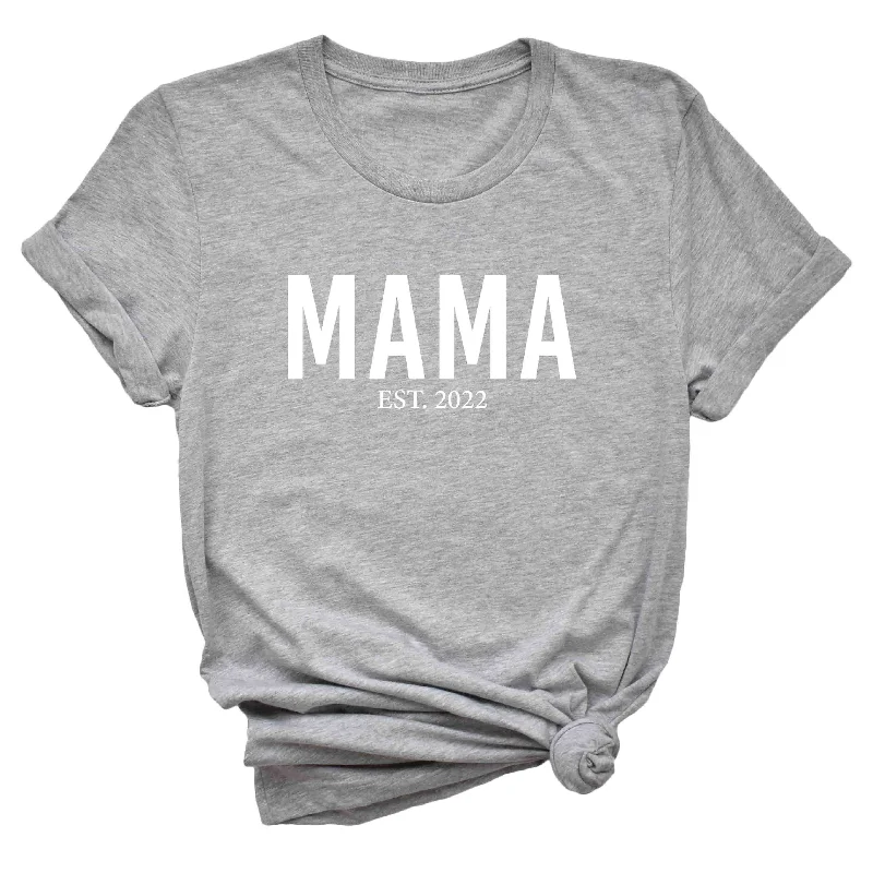 Mama Est. Graphic Tee | Athletic Heather Elegant Women's Formal 