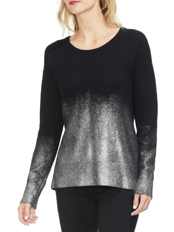 Ombre Foil Pullover Sweater Cashmere