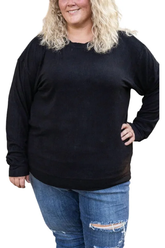 Corrine Pullover Sweater In Black Trendy Women's Oversized