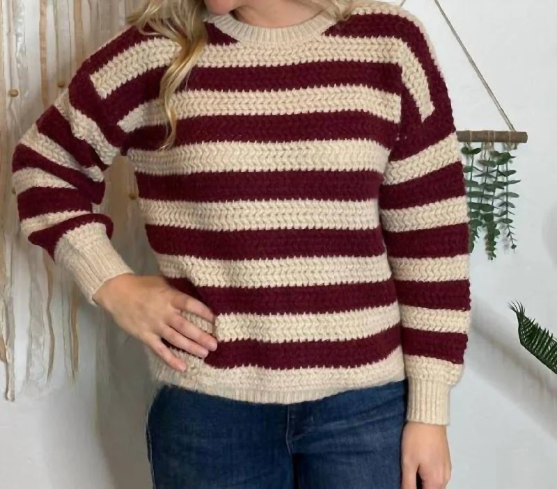 Striped Sweater In Oxblood British Gentlewoman Style