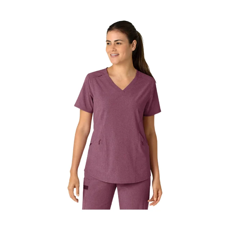 WonderWink Women's Renew V Neck Scrub Top - Wine Heather Tough Women's Military - inspired