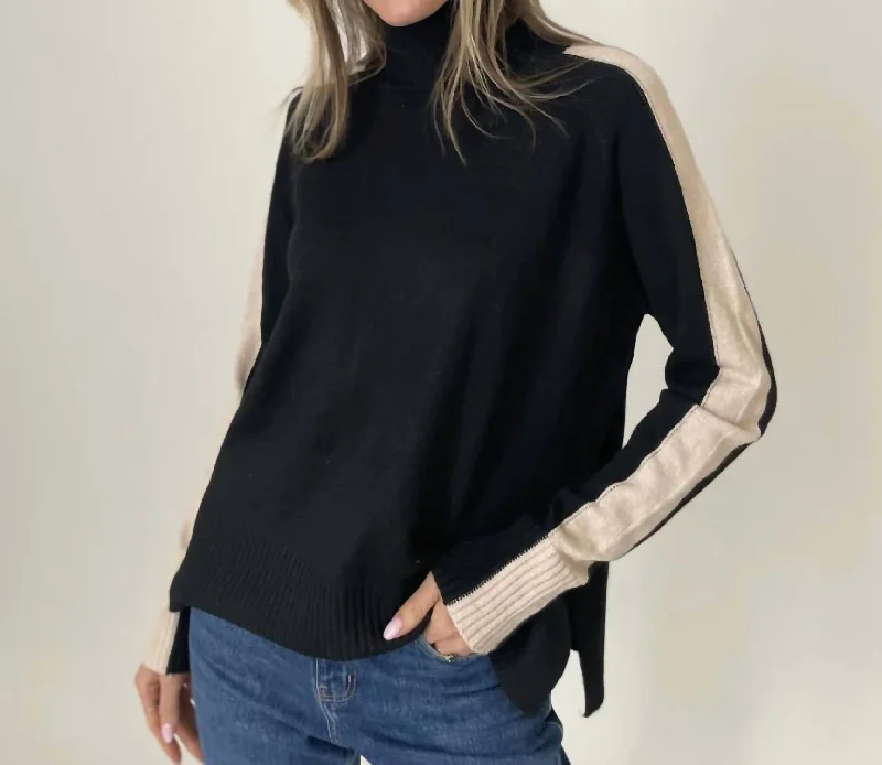 Ali Turtleneck Sweater In Black/camel Business