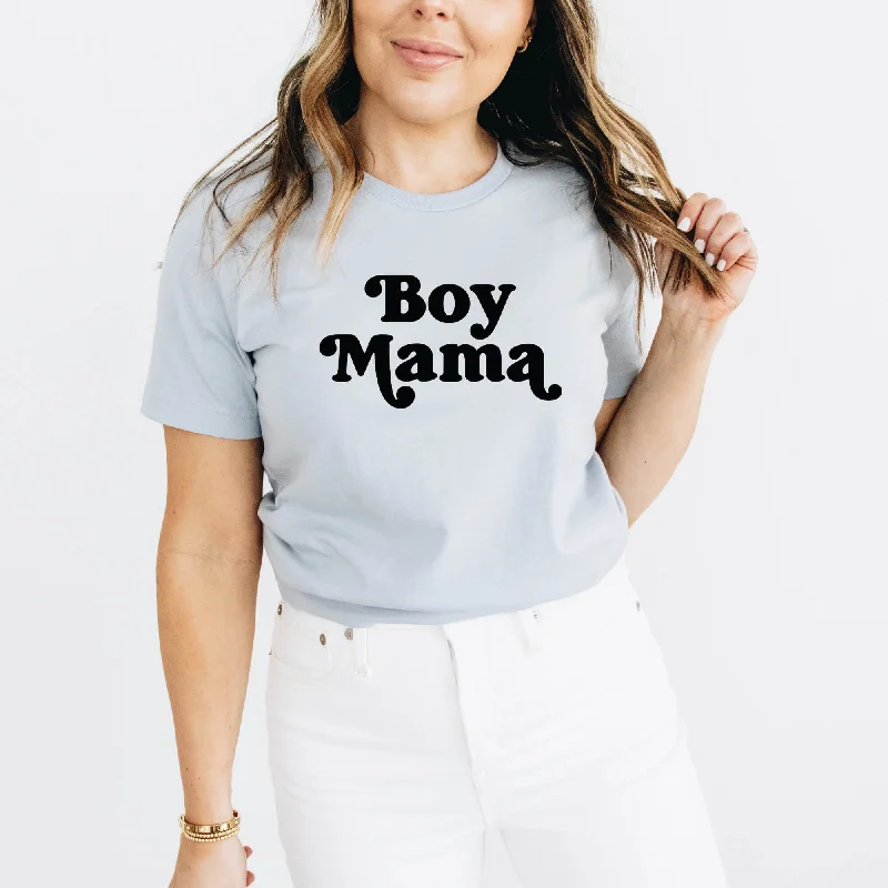 Boy Mama Graphic Tee | Light Blue Sporty Women's Athleisure 