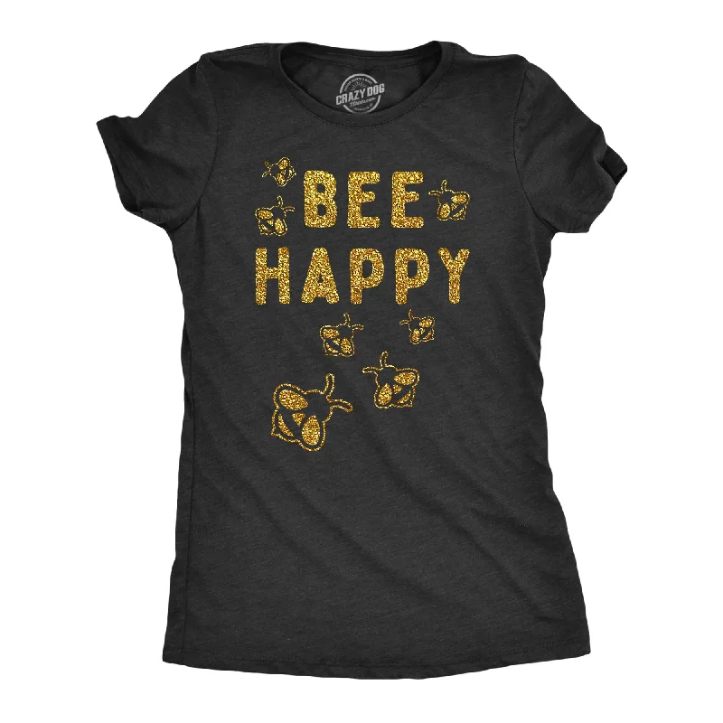 Bee Happy Glitter Women's T Shirt Business