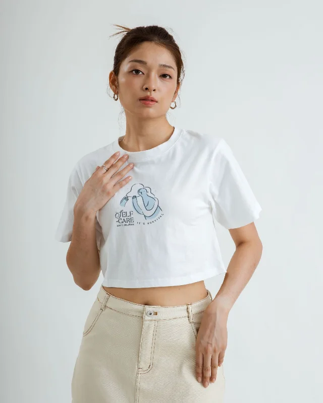Self Care SHOPLOOOH T (White) Preppy Women's College