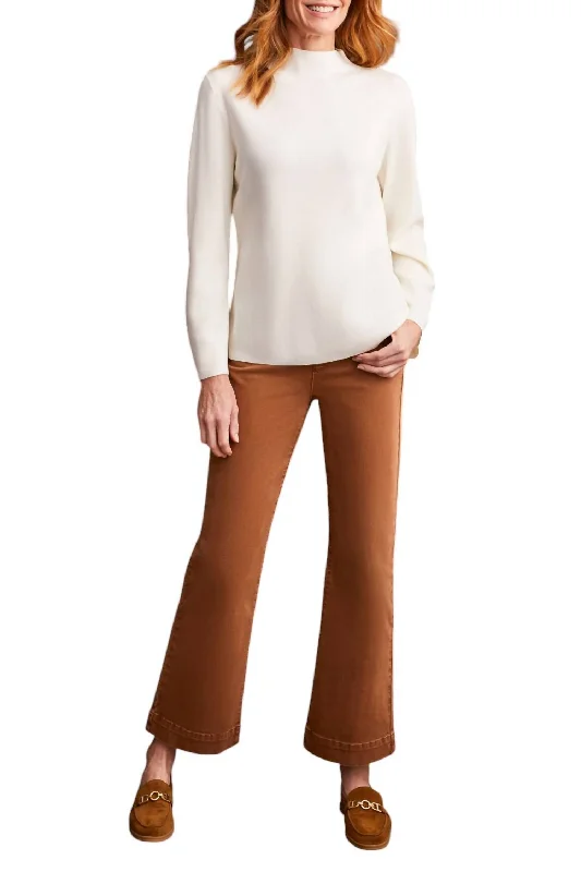 Long Sleeve Funnel Neck Sweater In Cream Confident Women's Power
