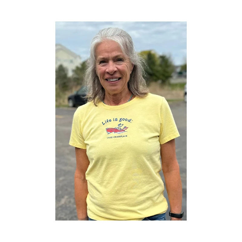 Life is Good Women's Lake Champlain Exclusive Jackie Tee - Sandy Yellow Luxurious Women's High - end Life is Good Women's Lake Champlain Exclusive Jackie Tee - Sandy Yellow Luxurious Women's High - end