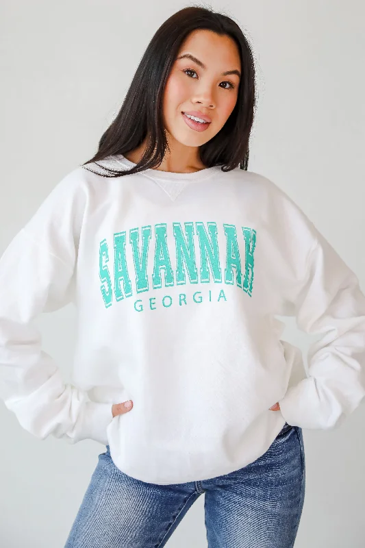 White Savannah Georgia Sweatshirt Sporty Women's Tennis