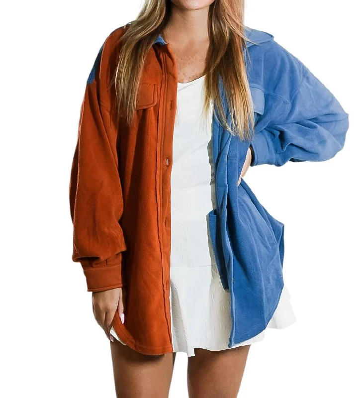 Split In Two Cardigan In Rust And Blue Bohemian Women's Free