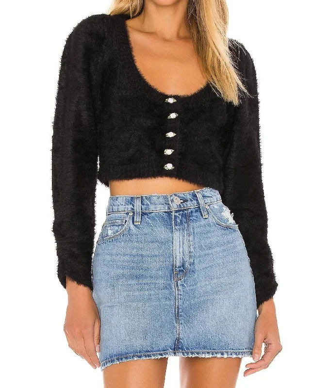 Anastasia Cropped Cardigan In Black Youthful Women's Pop
