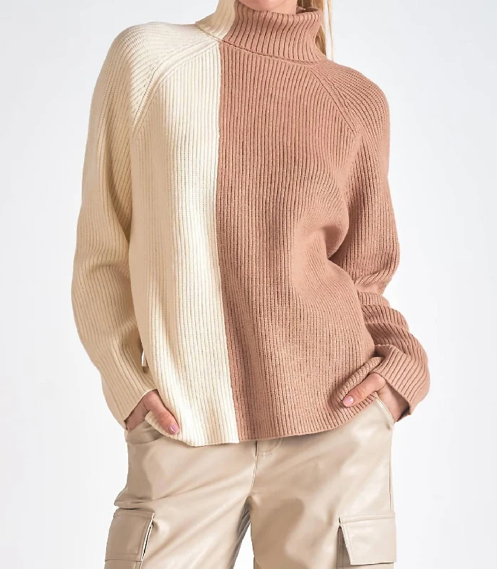 Donna Sweater In Beige/white Cashmere