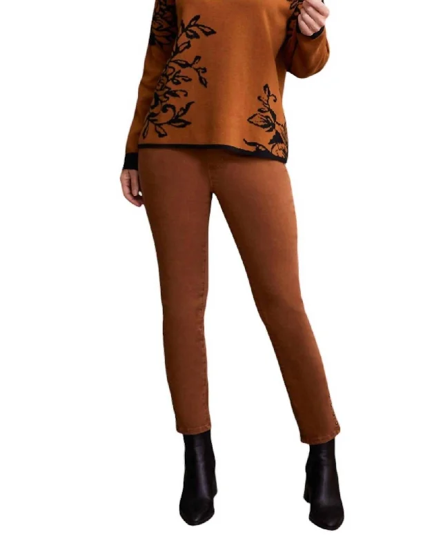 Cotton Crew Sweater In Walnut Bold Women's Animal Print