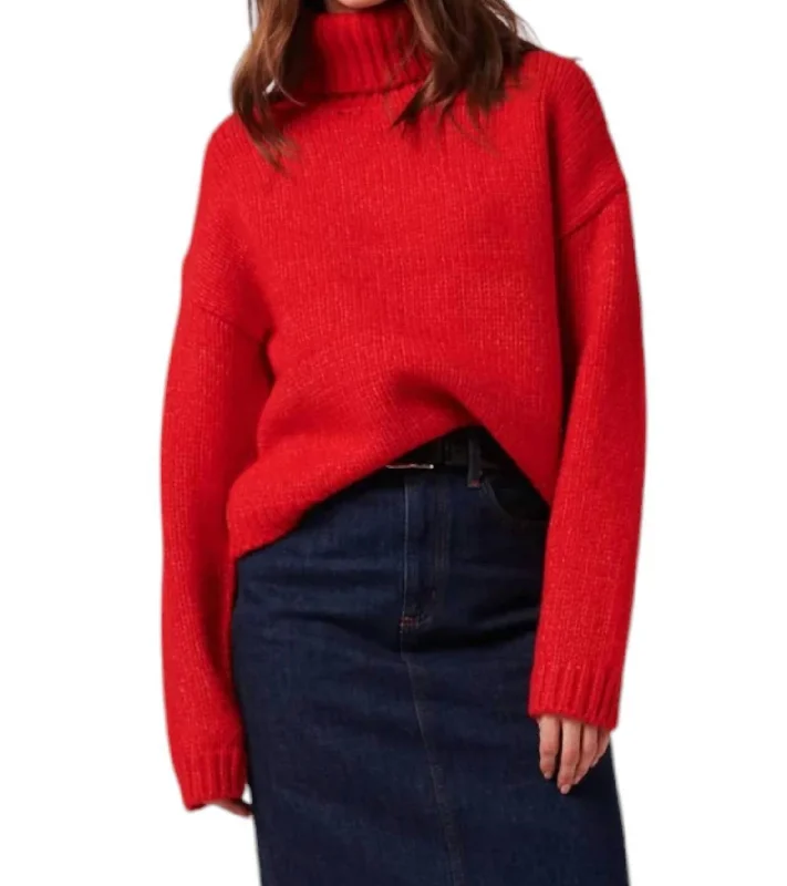 Amelie Sweater In Scarlet Cool Women's Distressed