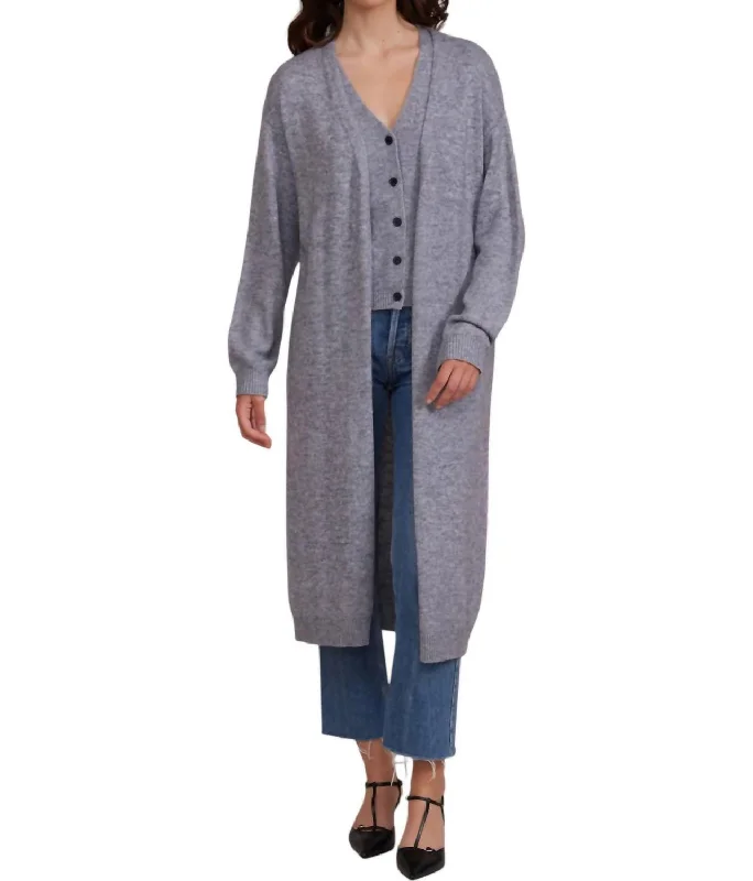 Samuel Cardigan In Grey Cozy Women's Sherpa - lined