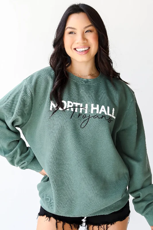 Green North Hall Trojans Sweatshirt Preppy Women's College