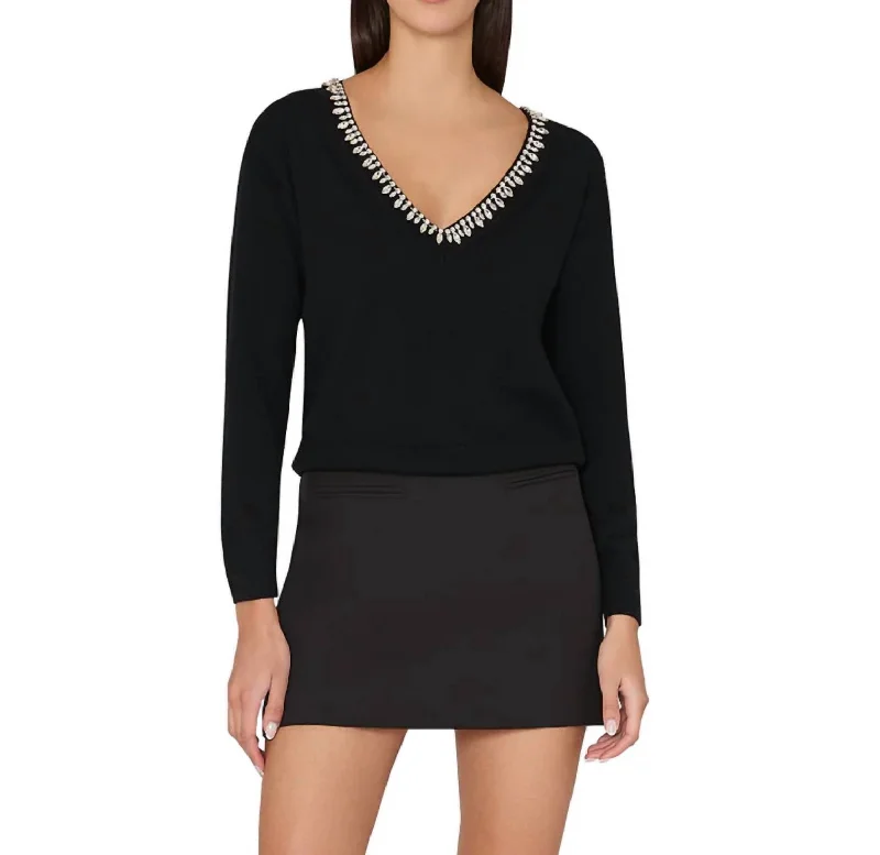Kalia Crystal Sweater In Black Country
